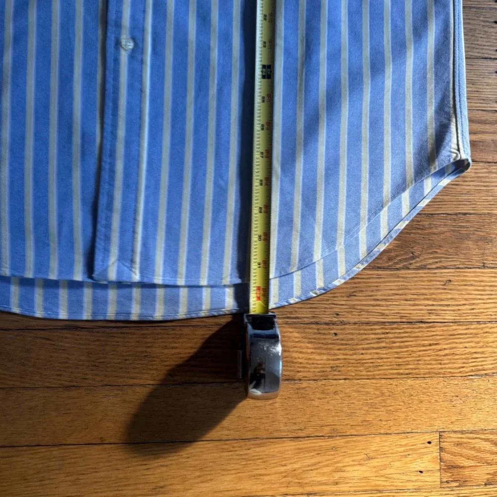 Ralph Lauren Blue and White Striped Classic Fit Shirt Neck Size 17 Preppy - Picture 8 of 14